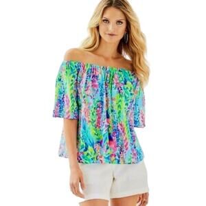Lilly Pulitzer Sain Top – Catch the Wave Print Size M Hard to Find